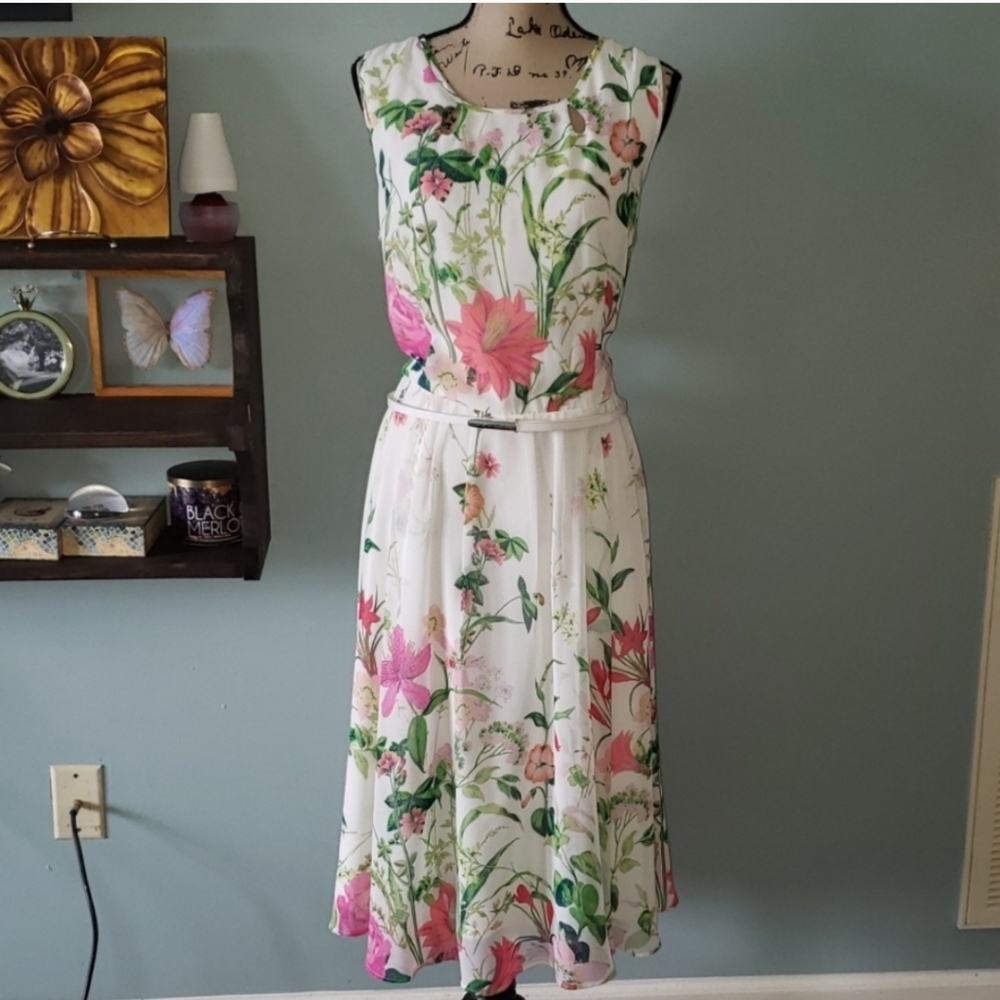 Danny & Nicole Sheer Chiffon Flora Botanical Overlay Plus Size Dress Size 18 - Picture 1 of 11